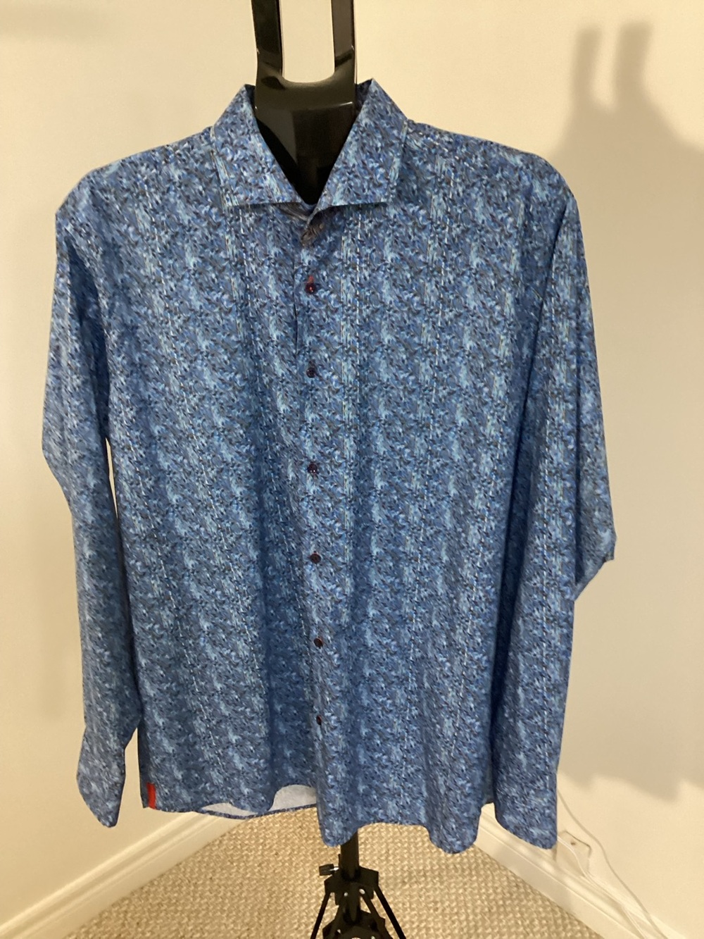 Sloan 044 Men’s Shirt Size 6 Blue Paisley Cotton-Blend